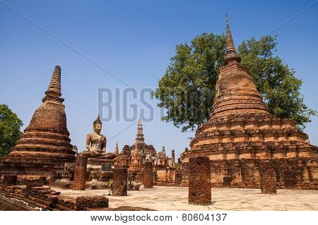 Sukhothai historical park. Buddhist temple ruins in Sukhothai historical park,Thailand