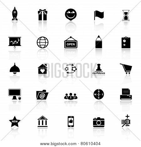 Business Start Up Icons With Reflect On White Background