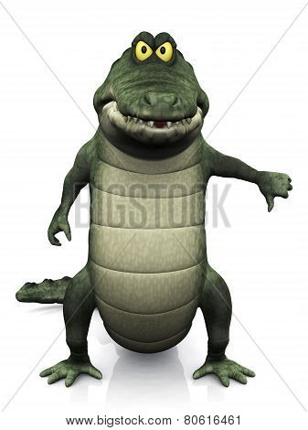 Cartoon Crocodile Doing A Thumbs Down.