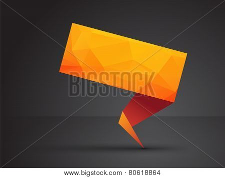 Orange Origami Tag With Triangles And Shadow