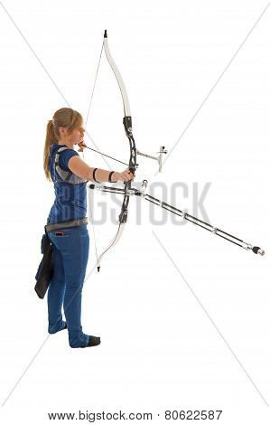 Girl Aiming With A Bow An Arrow