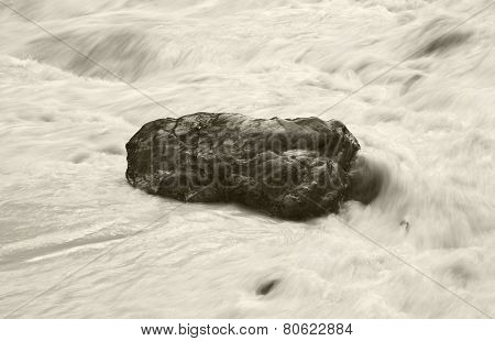 Canadian Landscape With Rock And Water. Alberta. Canada