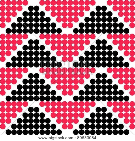 Abstract Circle Pattern. Seamless Red and Black Background. Vector Regular Texture