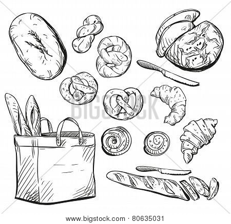 Bread. Buns. Baking. Vector illustration.