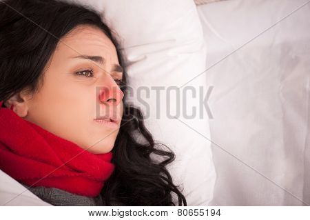 Young girl lying on the pillow