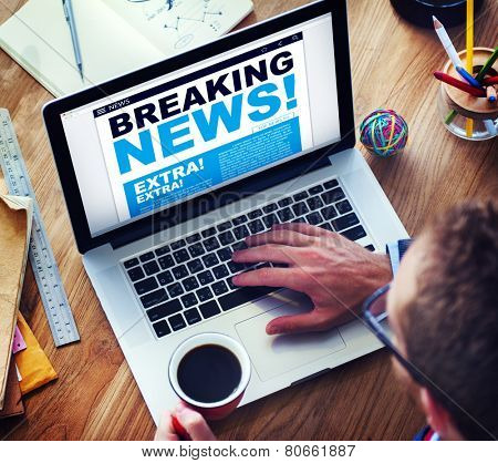 Man Breaking News Top Story Internet Connection Concept