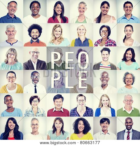 Protrait of Group Diversity People Community Happiness Concept