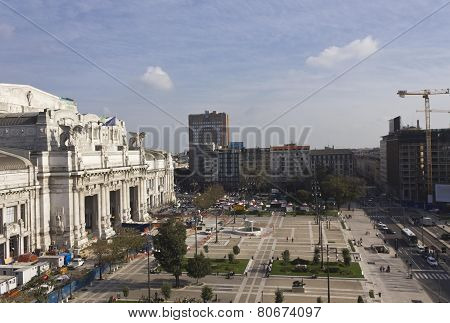 Overview Of Milano Central Station Building From The Top