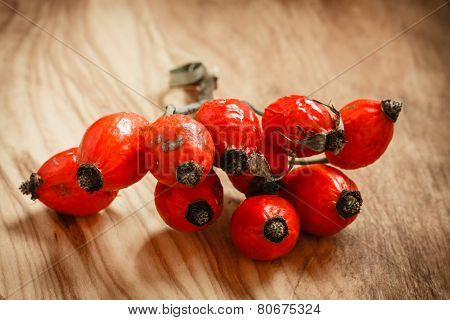 Hawthorn On Wooden Table Background