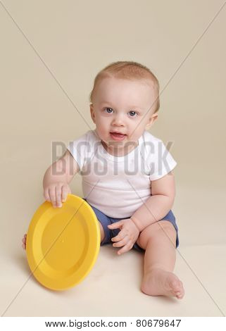 Child With Plate, Baby Eating And Nutrition