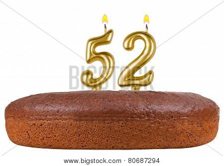 Birthday Cake With Candles Number 52 Isolated