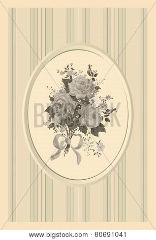 Invitation card in a retro style with roses.