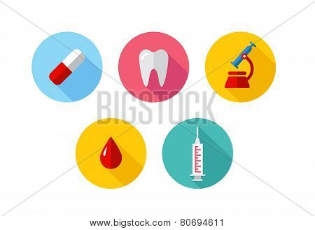 Trendy Flat science icons. Vector illustration. Medical icons set
