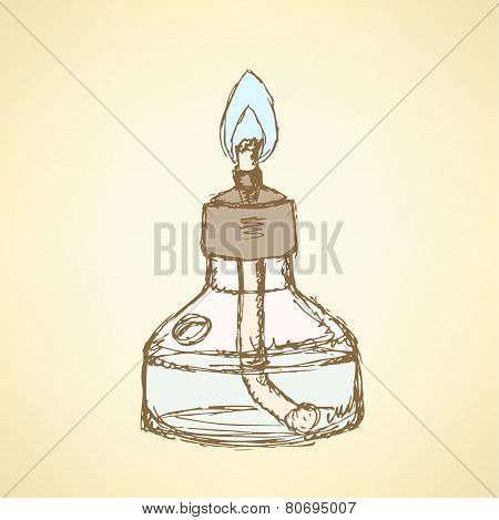 Sketch Alcohol Burner In Vintage Style