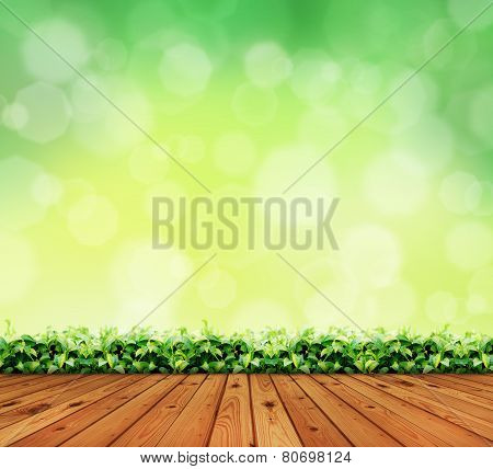wood floor and leaf tea