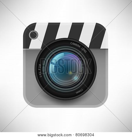 Vector Illustration Of A Single Detailed Camera Icon Isolated On Soft Background