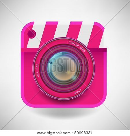 Vector Illustration Of A Single Detailed Camera Icon Isolated On Soft Background