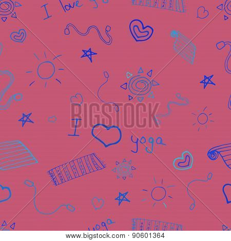 Yoga Sign Seamless Vector Pattern  Background Illustration