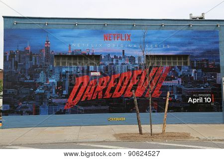 Netflix Daredevil mural in Williamsburg section in Brooklyn