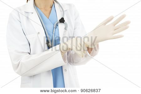 Doctor Wearing Surgical Gloves
