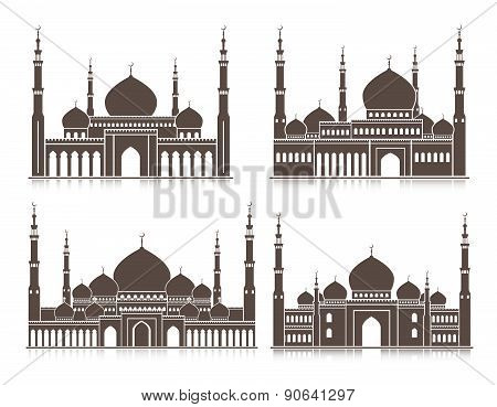 Set of Mosque or Masjid Elements Isolated