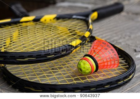 Shuttlecock on speedminton racket