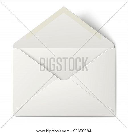 White Opened Envelope Isolated On White Background