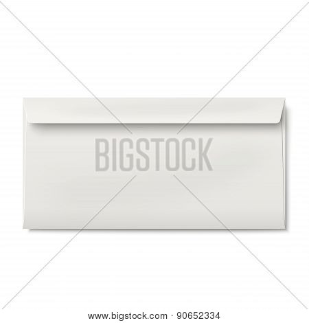 Slightly, Ajar Opened Dl Envelope Isolated On White Background