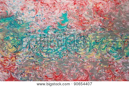 Ebru On Sateen Textile