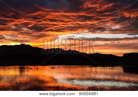 Sunset Over Oquirrh Lake