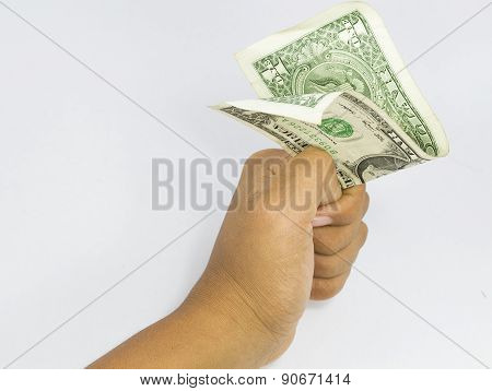 dollars in the hand folded