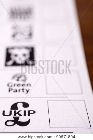 Ukip On A Ballot Paper