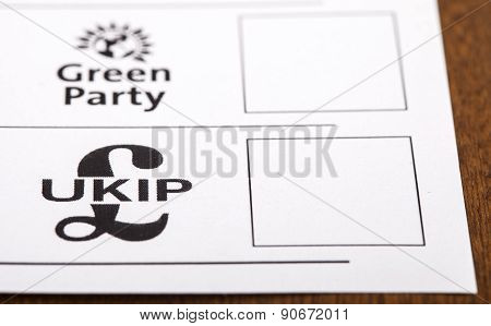 Ukip On A Ballot Paper
