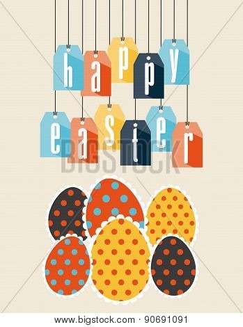 happy easter over pink background vector illustration