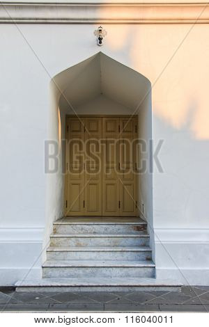 The Thai Style, Door and Stair in Thai Temple in Wat Benchamabopit   Dusitwanaram Bangkok, T