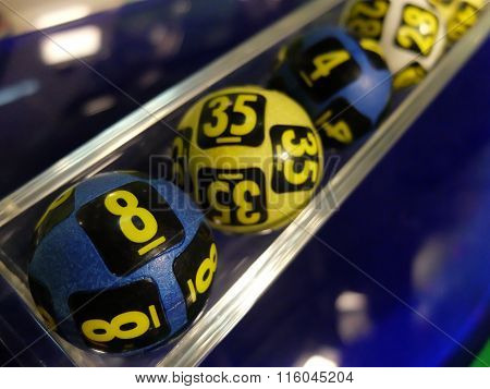 Lottery balls during extraction