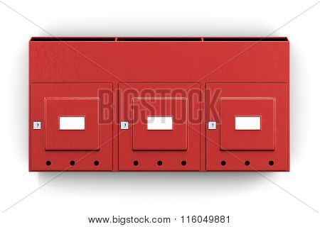 Section metal mailbox isolated on white background. 3d rendering