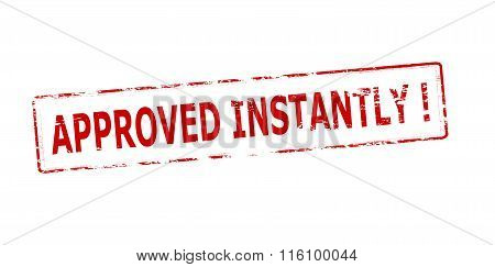 Rubber stamp with text approved instantly inside vector illustration