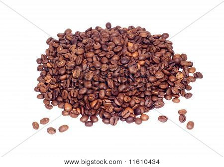viele Kaffeebohnen, isoliert auf weiss