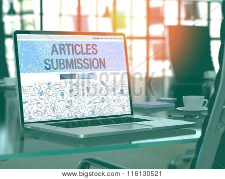 Articles Submission - Concept on Laptop Screen.