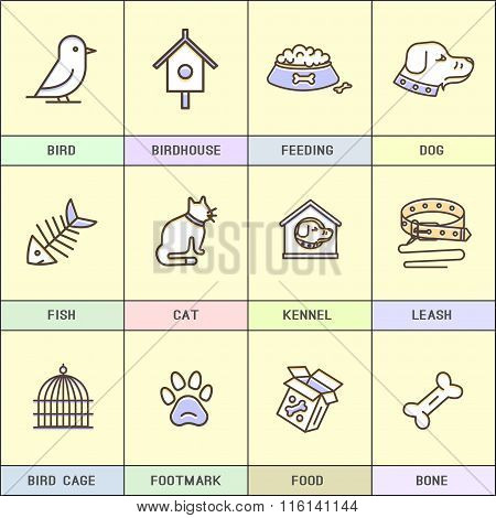 Set of vector icons in flat style.