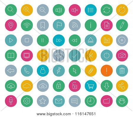 Digital linear icons set. Color