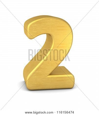 3D Number 2 Gold