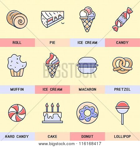 Set of vector, linear icons in a modern flat design.