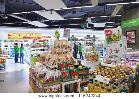 SHENZHEN, CHINA - JANUARY 23, 2016: interior of blt market in ShenZhen. blt an acronym of 