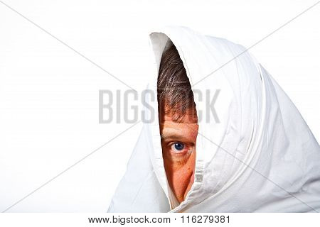Face Of Man Partially Covered