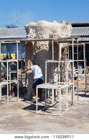Merit Making Of Casting Buddha Image