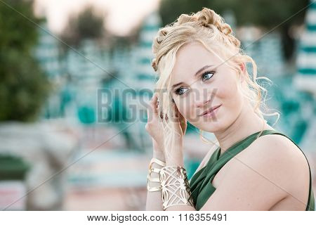 Blonde Girl With Blu Cat Eyes