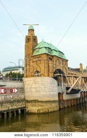 HAMBURG, GERMANY APR 3, 2012:part of the famous Landungsbruecken in Hamburg