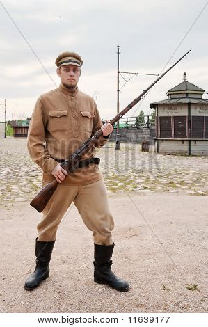 Soldat med kanon i Retro stil billede